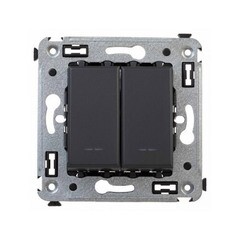 Выключатель DKC Avanti двухклавишный встраиваемый черный (8946844) - фото 1