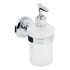Дозатор для мыла Fora Drop с держателем стекло матовый/металл хром (FOR-DP021) - фото 1