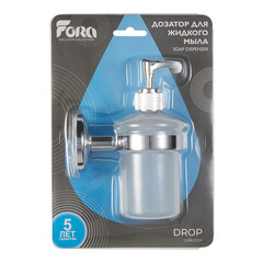 Дозатор для мыла Fora Drop с держателем стекло матовый/металл хром (FOR-DP021) - фото 4