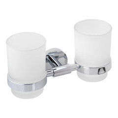 Изображение товара Стакан для ванной Fora Lord с держателем двойной стекло прозрачный/ металл хром (FOR-LORD039CR)