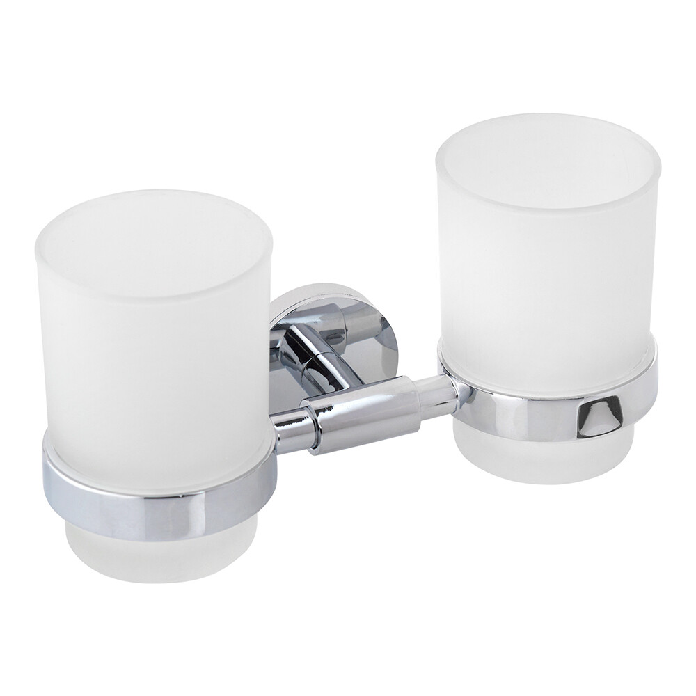 Изображение товара Стакан для ванной Fora Lord с держателем двойной стекло хром 200 мл