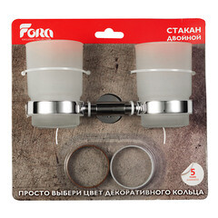 Стакан для ванной Fora Lord с держателем двойной стекло прозрачный/ металл хром (FOR-LORD039CR) - фото 3