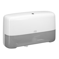 Диспенсер TORK для туалетной бумаги в мини-рулонах двойной пластик белый