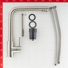 Смеситель для кухни Swedbe Selene Plus нержавеющая сталь с высоким изливом с подключением к фильтру однорычажный (8540) - фото 2