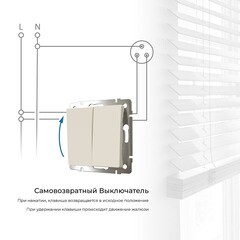 Выключатель Werkel двухклавишный встраиваемый айвори матовый с самовозвратом (a062577) - фото 2