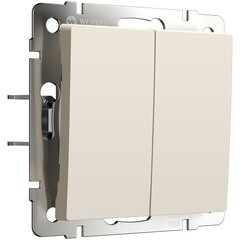 Выключатель Werkel двухклавишный встраиваемый айвори матовый с самовозвратом (a062577) - фото 1