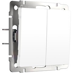 Изображение товара Выключатель Werkel двухклавишный встраиваемый белый матовый с самовозвратом (a062576)