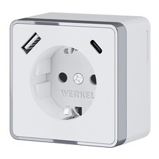 Розетка Werkel Gallant накладная белая со шторками с USB-A/ Type-C (a057698)