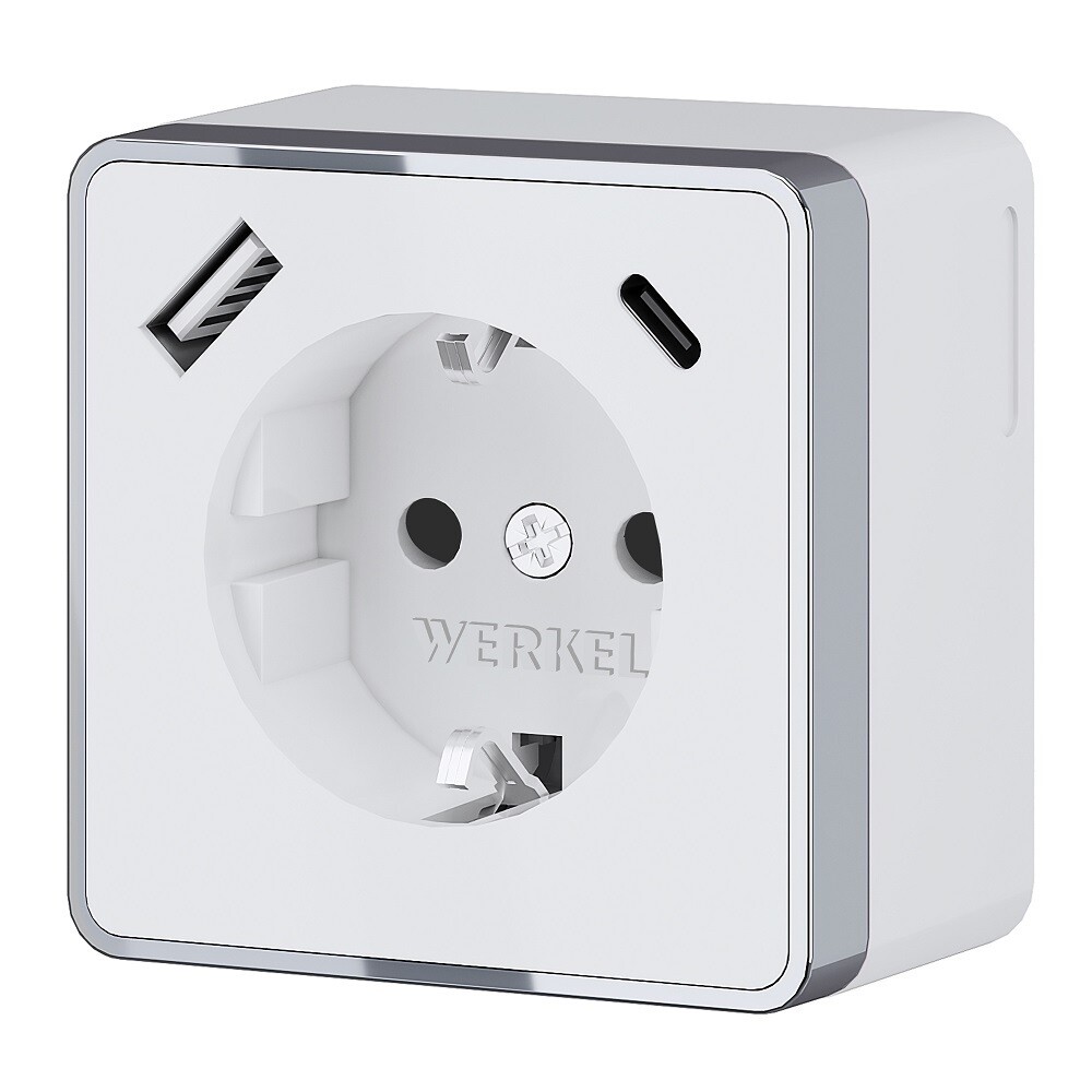 Изображение товара Розетка Werkel Gallant с USB-A и Type-C для быстрой зарядки