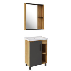 Зеркало с полкой прямоугольное 60х82 см в раме дуб крафт АСБ-Мебель Агата (80045) - фото 4