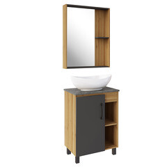 Зеркало с полкой прямоугольное 60х82 см в раме дуб крафт АСБ-Мебель Агата (80045) - фото 3