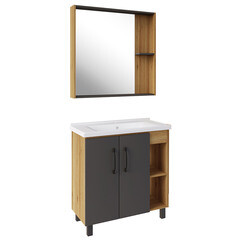 Зеркало с полкой прямоугольное 80х82 см в раме дуб крафт АСБ-Мебель Агата (80047) - фото 2