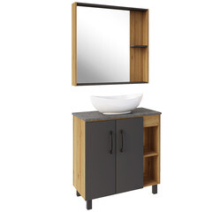 Зеркало с полкой прямоугольное 80х82 см в раме дуб крафт АСБ-Мебель Агата (80047) - фото 4