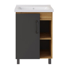 Тумба под раковину АСБ-Мебель Агата 60 см напольная дуб крафт/серая (80060) - фото 7
