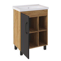 Тумба под раковину АСБ-Мебель Агата 60 см напольная дуб крафт/серая (80060) - фото 6