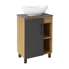 Тумба под раковину АСБ-Мебель Агата 60 см напольная дуб крафт/серая (80060) - фото 3