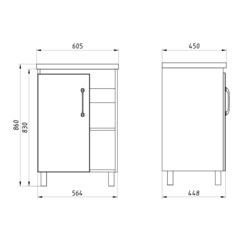 Тумба под раковину АСБ-Мебель Агата 60 см напольная дуб крафт/серая (80060) - фото 4