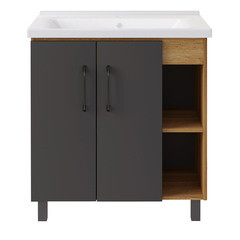 Тумба под раковину АСБ-Мебель Агата 80 см напольная дуб крафт/серая (80062) - фото 7