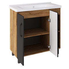 Тумба под раковину АСБ-Мебель Агата 80 см напольная дуб крафт/серая (80062) - фото 6