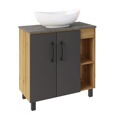 Тумба под раковину АСБ-Мебель Агата 80 см напольная дуб крафт/серая (80062) - фото 4