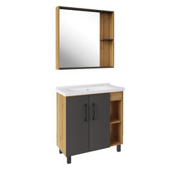 Тумба под раковину АСБ-Мебель Агата 80 см напольная дуб крафт/серая (80062) - фото 3