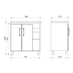 Тумба под раковину АСБ-Мебель Агата 80 см напольная дуб крафт/серая (80062) - фото 2