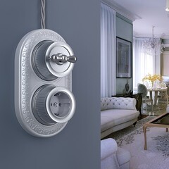 Выключатель Werkel Ретро двухклавишный накладной матовый хром на 4 положения (a044913) - фото 9