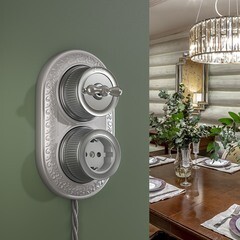 Выключатель Werkel Ретро двухклавишный накладной матовый хром на 4 положения (a044913) - фото 6