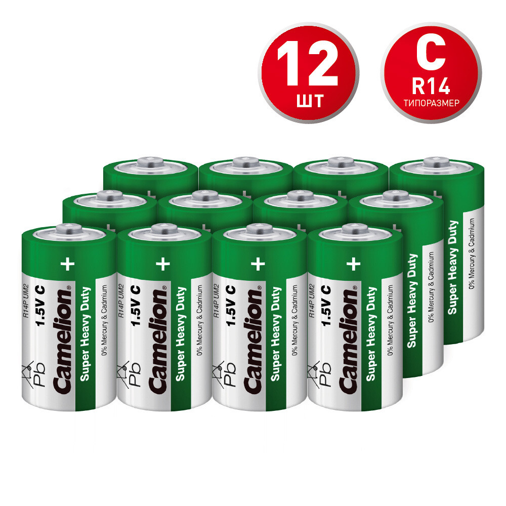 Изображение товара Батарейки Camelion R14 1,5 В (12 шт) для часов и пультов