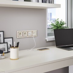 Розетка компьютерная Werkel встраиваемая слоновая кость 2хRJ45 (a051489) - фото 4