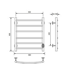 Полотенцесушитель электрический MyFrea MyMadrid 600х500 мм 69 Вт с терморегулятором хром - фото 6