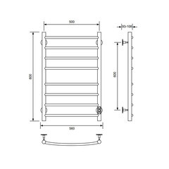 Полотенцесушитель электрический MyFrea MyMadrid 800х500 мм 103 Вт с терморегулятором хром - фото 8