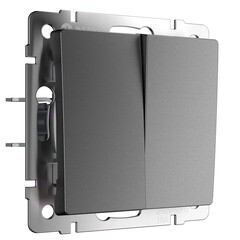 Изображение товара Выключатель Werkel двухклавишный встраиваемый графит матовый проходной (a063100)