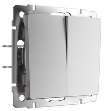 Выключатель Werkel двухклавишный встраиваемый серебряный матовый (a063609)