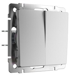 Изображение товара Выключатель Werkel двухклавишный встраиваемый серебряный матовый проходной (a063611)