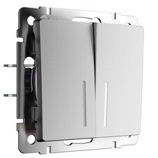 Выключатель Werkel двухклавишный встраиваемый серебряный матовый с подсветкой (a063610)