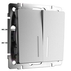 Изображение товара Выключатель Werkel двухклавишный встраиваемый серебряный матовый с подсветкой (a063610)