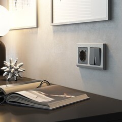 Выключатель Werkel двухклавишный встраиваемый графит матовый проходной с подсветкой (a063102) - фото 3