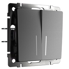 Изображение товара Выключатель Werkel двухклавишный встраиваемый графит матовый с подсветкой (a063099)