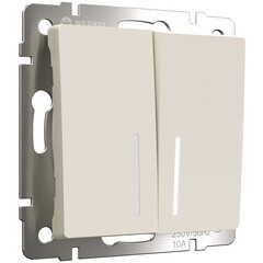 Изображение товара Выключатель Werkel двухклавишный встраиваемый айвори матовый проходной с подсветкой (a062421)