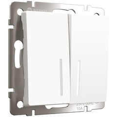 Изображение товара Выключатель Werkel двухклавишный встраиваемый белый матовый проходной с подсветкой (a062402)