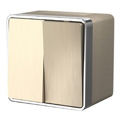 Выключатель Werkel Gallant двухклавишный накладной шампань рифленый (a041422) - фото 1