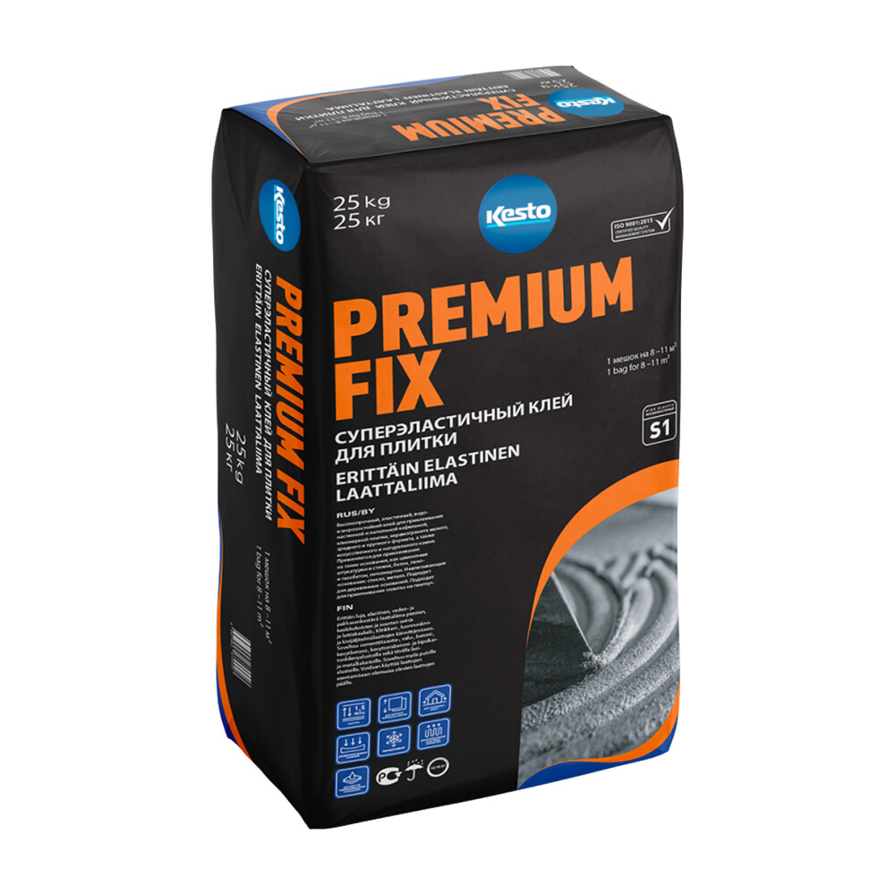 Клей для плитки/ керамогранита/ камня Kesto Premium Fix эластичный серый класс C2 TE S1 25 кг