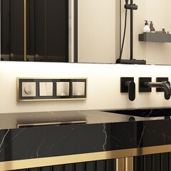 Рамка Werkel Baguette четырехместная черная/латунь (a062784) - фото 3