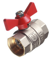 Изображение товара Кран шаровой латунный Valtec Base 1 ВР(г) х 1 ВР(г) бабочка прямой (VT.217.N.06)