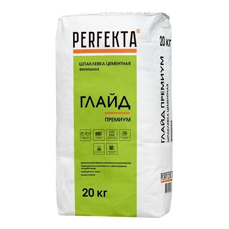 Шпаклевка цементная Perfekta Старт Глайд МН базовая белая 25 кг ...