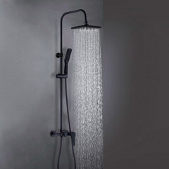 Душевая система Esko Singapore black с верхним душем с лейкой со смесителем черная (ST300BL) - фото 3
