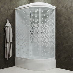 Душевая кабина Triton Коралл 120х80х231,5 см стекло тонированное 4 мм со средним поддоном асимметрия левая - фото 3