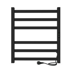 Полотенцесушитель электрический Indigo Oktava Slim 3 600х500 мм 70 Вт с терморегулятором черный муар - фото 1