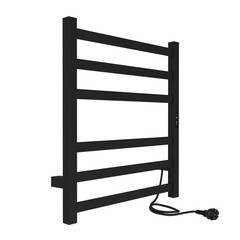 Полотенцесушитель электрический Indigo Oktava Slim 3 600х500 мм 70 Вт с терморегулятором черный муар - фото 2